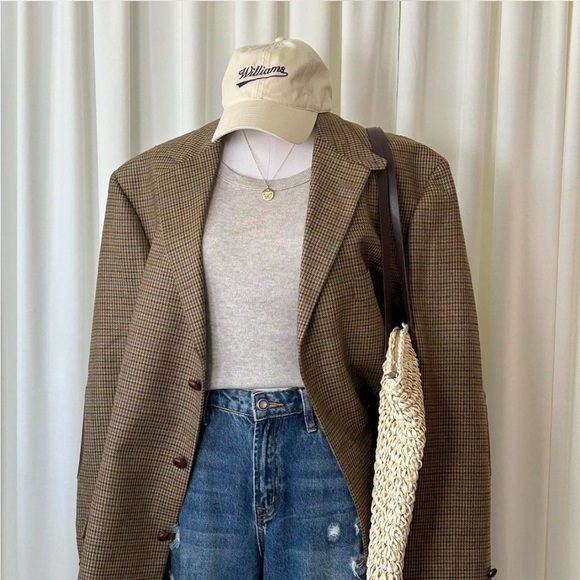 VTG Y2K Brooks Brothers 100% Wool Houndstooth Sport Coat Dark Academia Men’s 48L